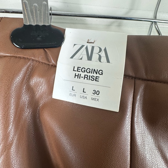 ZARA Hi-Rise Faux Leather Leggings – Brown (Size L) - Picture 4 of 9